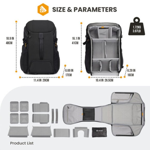 TARION HX-L Camera Backpack (Black, 21L) - Picture 8 of 12